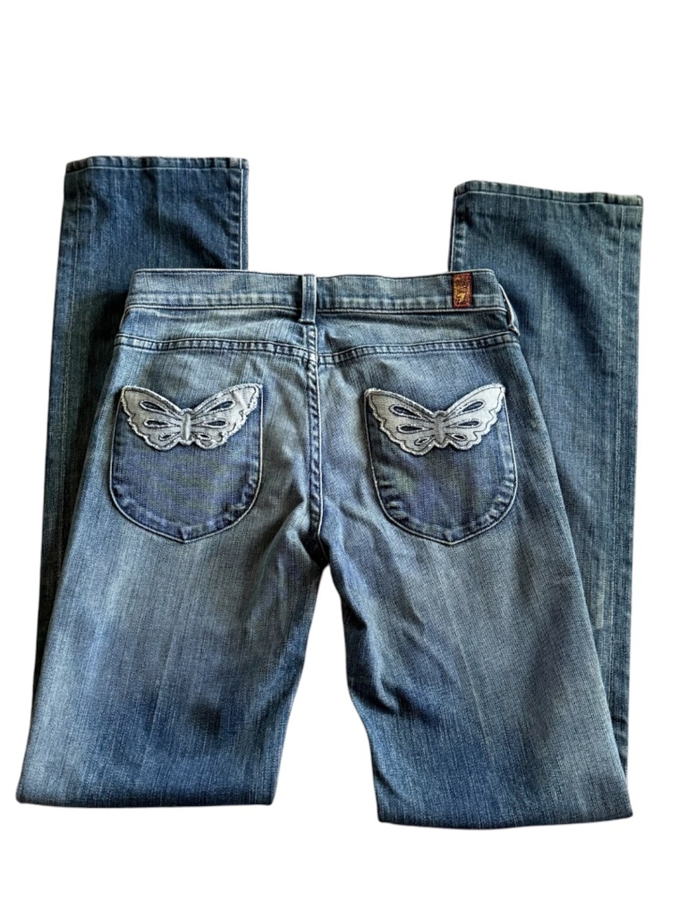 7 For All Mankind Straight Leg Butterfly Pockets Jeans Size 25